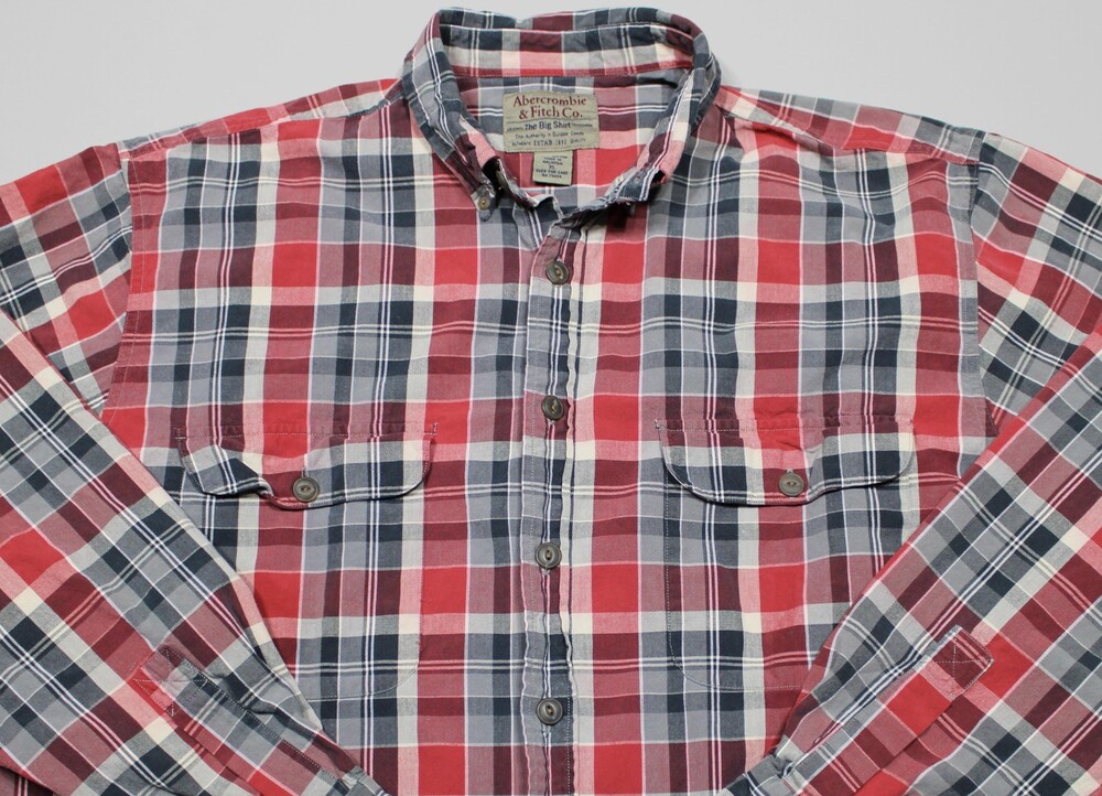 Vintage Abercrombie & Fitch Big Shirt Long Sleeve Button Mens XL Plaid Y2K